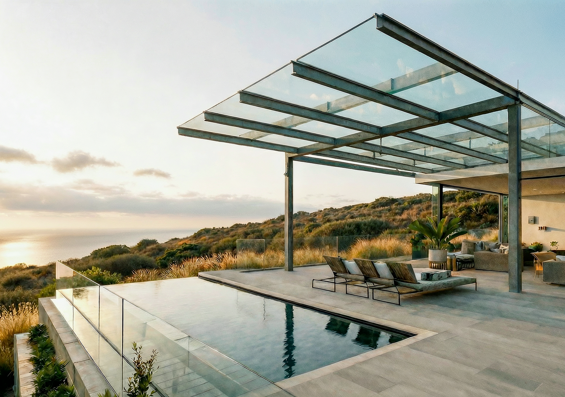 Pergola en verre à La Reunion - Soremir vou accompagne avec du verre sur mesure